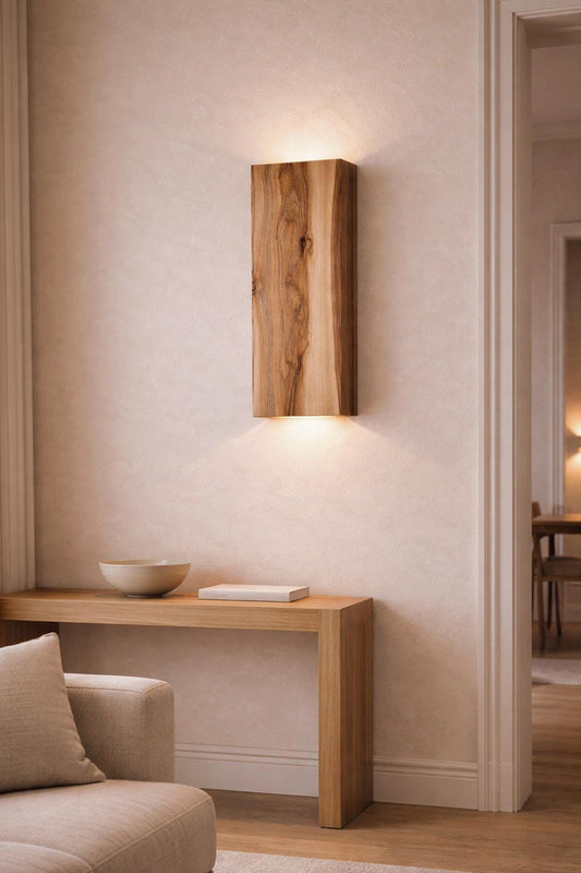 Wandleuchte Holz Eiche | Handgefertigte Wandlampe mit Eichenfurnier | mit Stecker oder fest verdrahtet | Modern