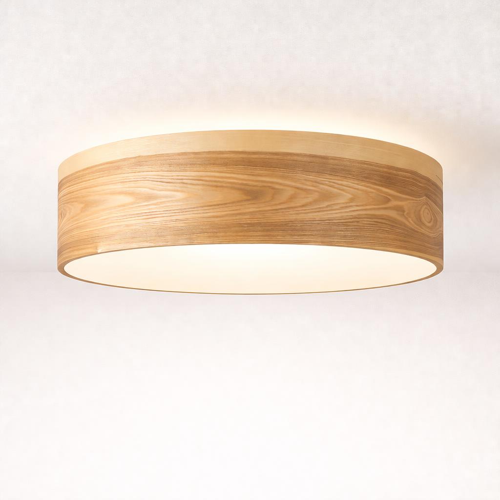 Modern Flush Mount Wood Lamp - Floating Ceiling Light, Handmade Scandinavian Design