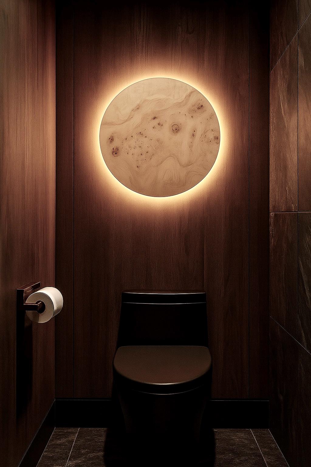 Burl Poplar Wood Wall Light: Round LED Sconce - Japandi Lighting