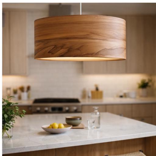 Wood Pendant Light for Kitchen Island – Handmade Red Gum Tree Hanging Lamp – Custom Size