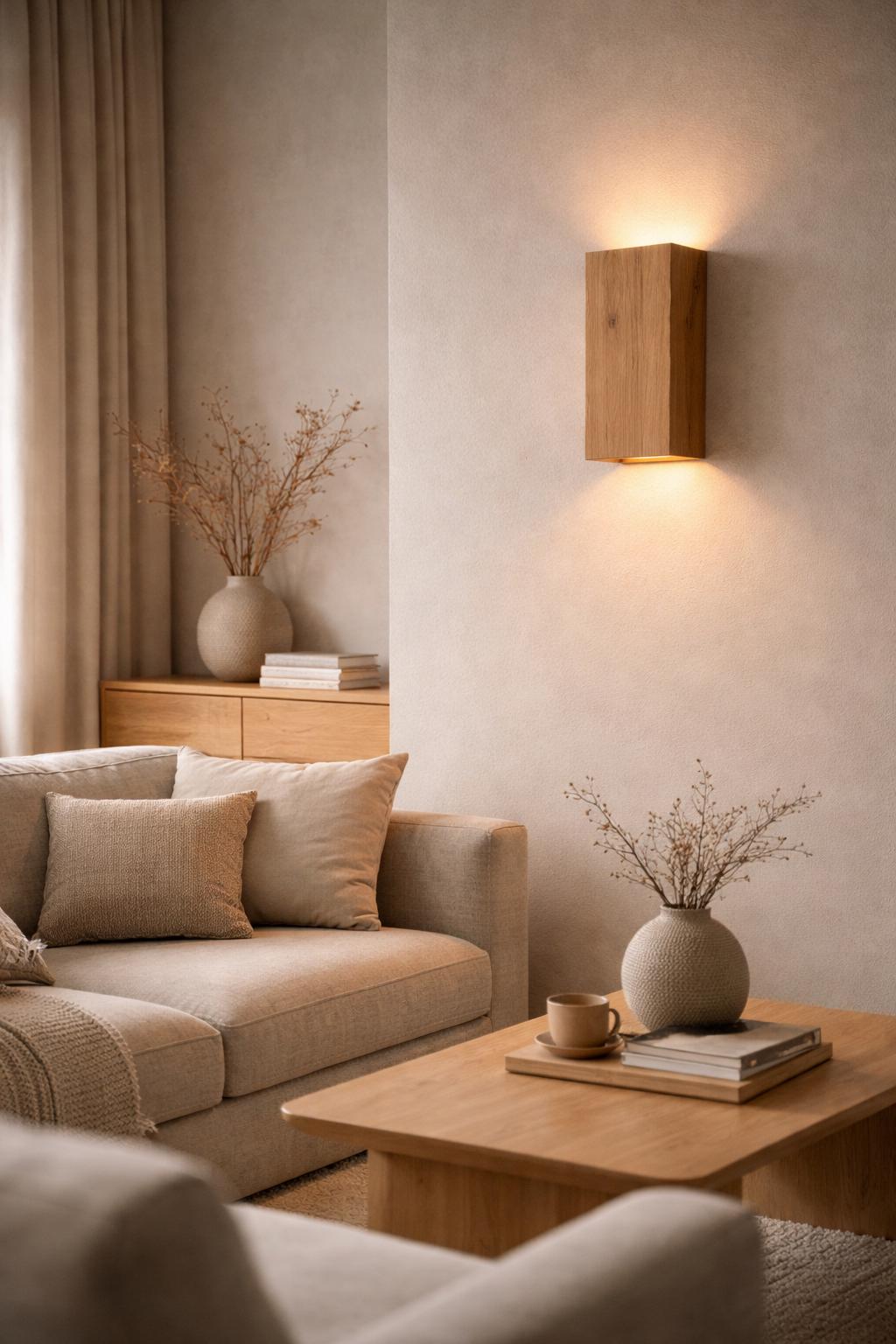 Wood Wall Sconce Oak | Modern Wooden Wall Lamp | Plug In or Hardwired Light | Scandinavian Japandi Lighting | Handmade