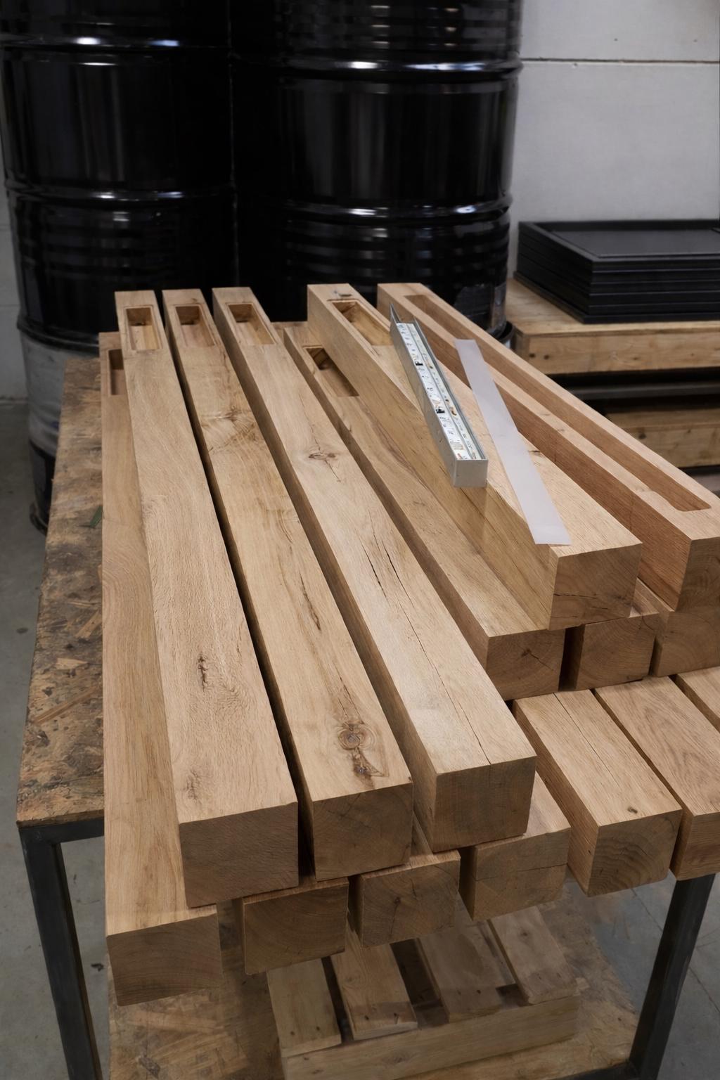 Handmade Cherry Wood Linear Pendant Light | Modern Kitchen Island Lighting Dimmable