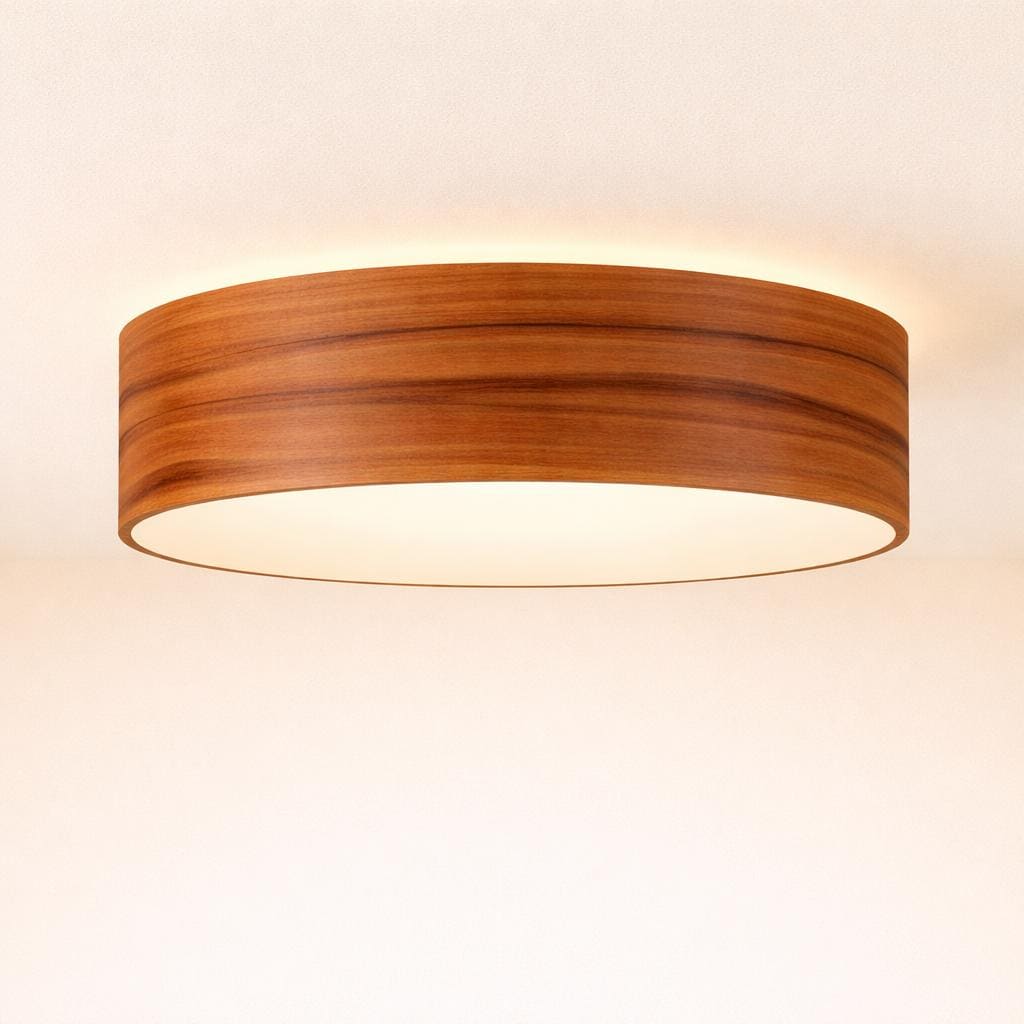 Modern Flush Mount Wood Lamp - Floating Ceiling Light, Handmade Scandinavian Design