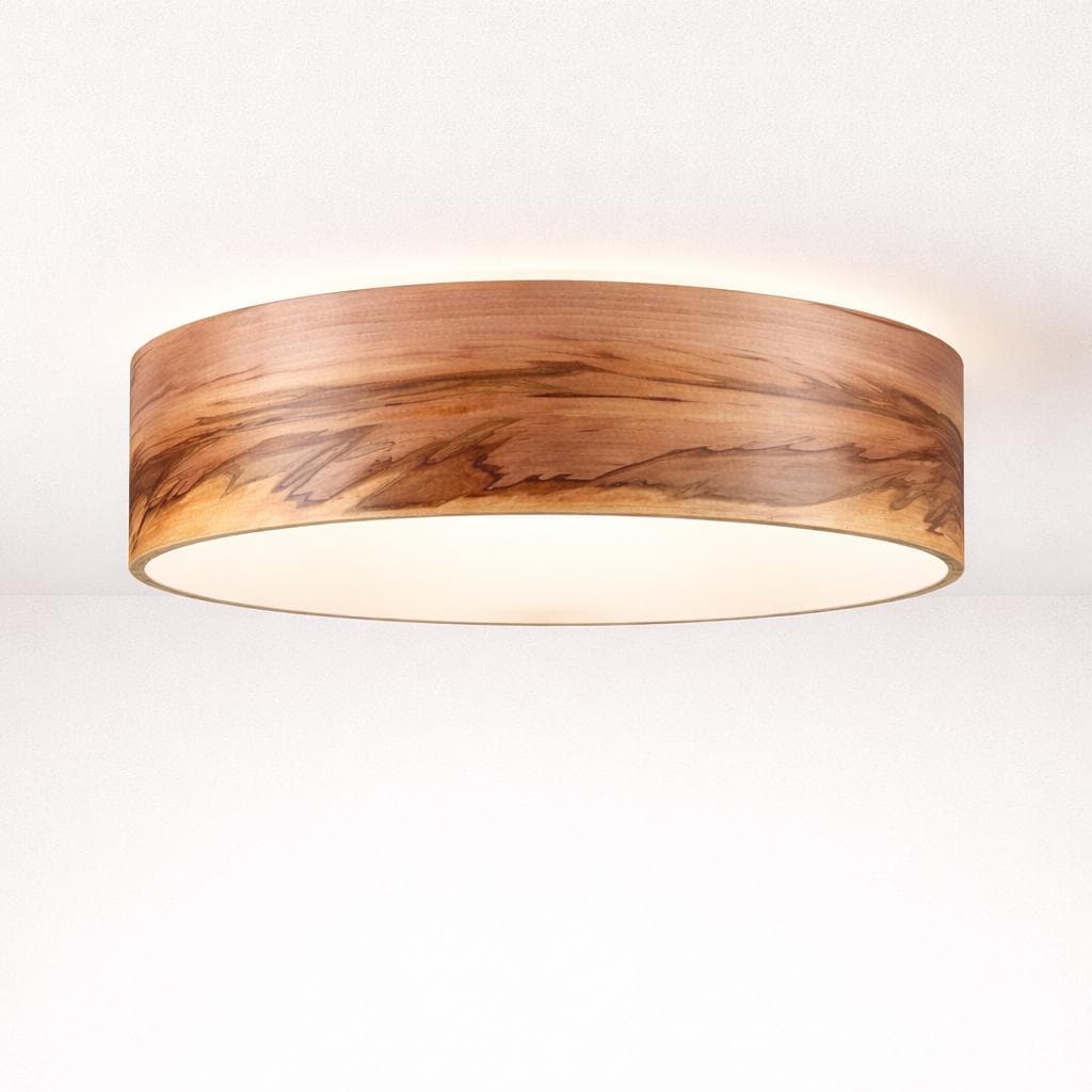 Modern Flush Mount Wood Lamp - Floating Ceiling Light, Handmade Scandinavian Design