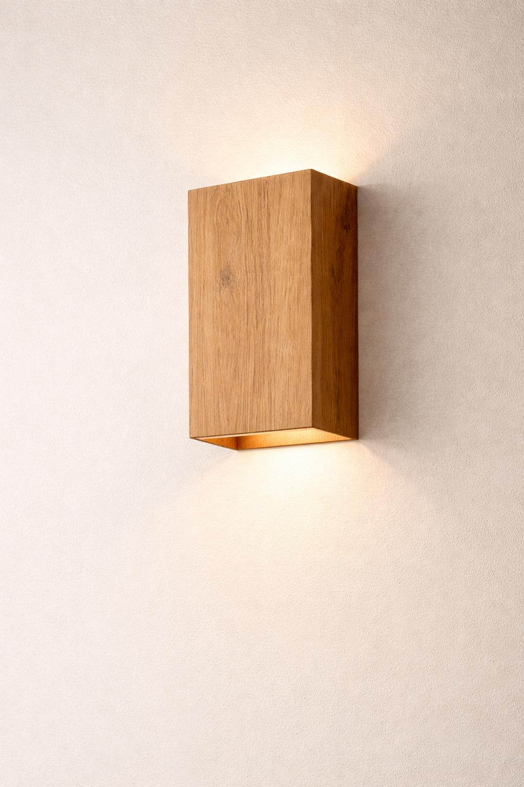Wood Wall Sconce Oak | Modern Wooden Wall Lamp | Plug In or Hardwired Light | Scandinavian Japandi Lighting | Handmade
