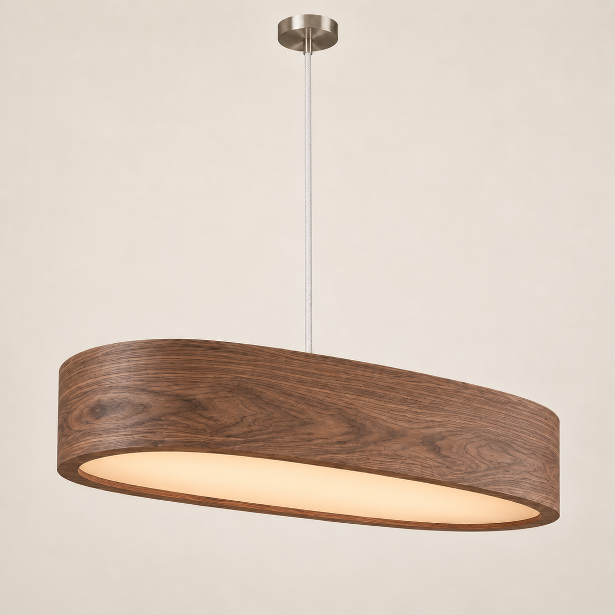 Owalna lampa wisząca z naturalnego forniru 90 cm