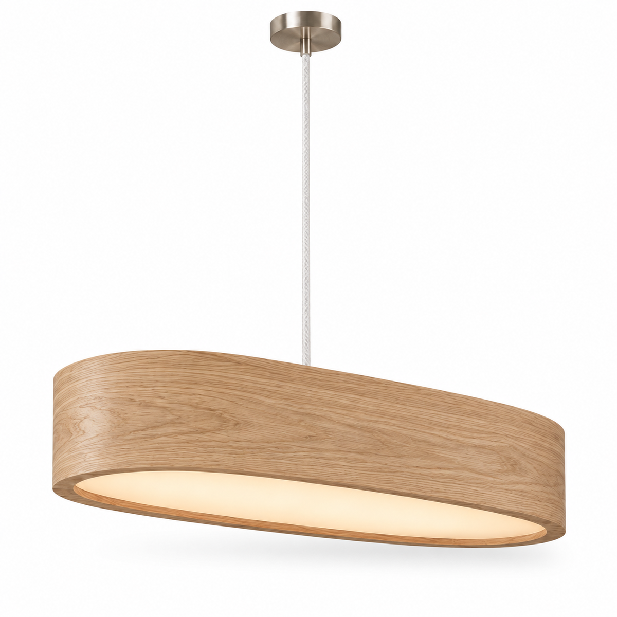 Owalna lampa wisząca z naturalnego forniru 90 cm
