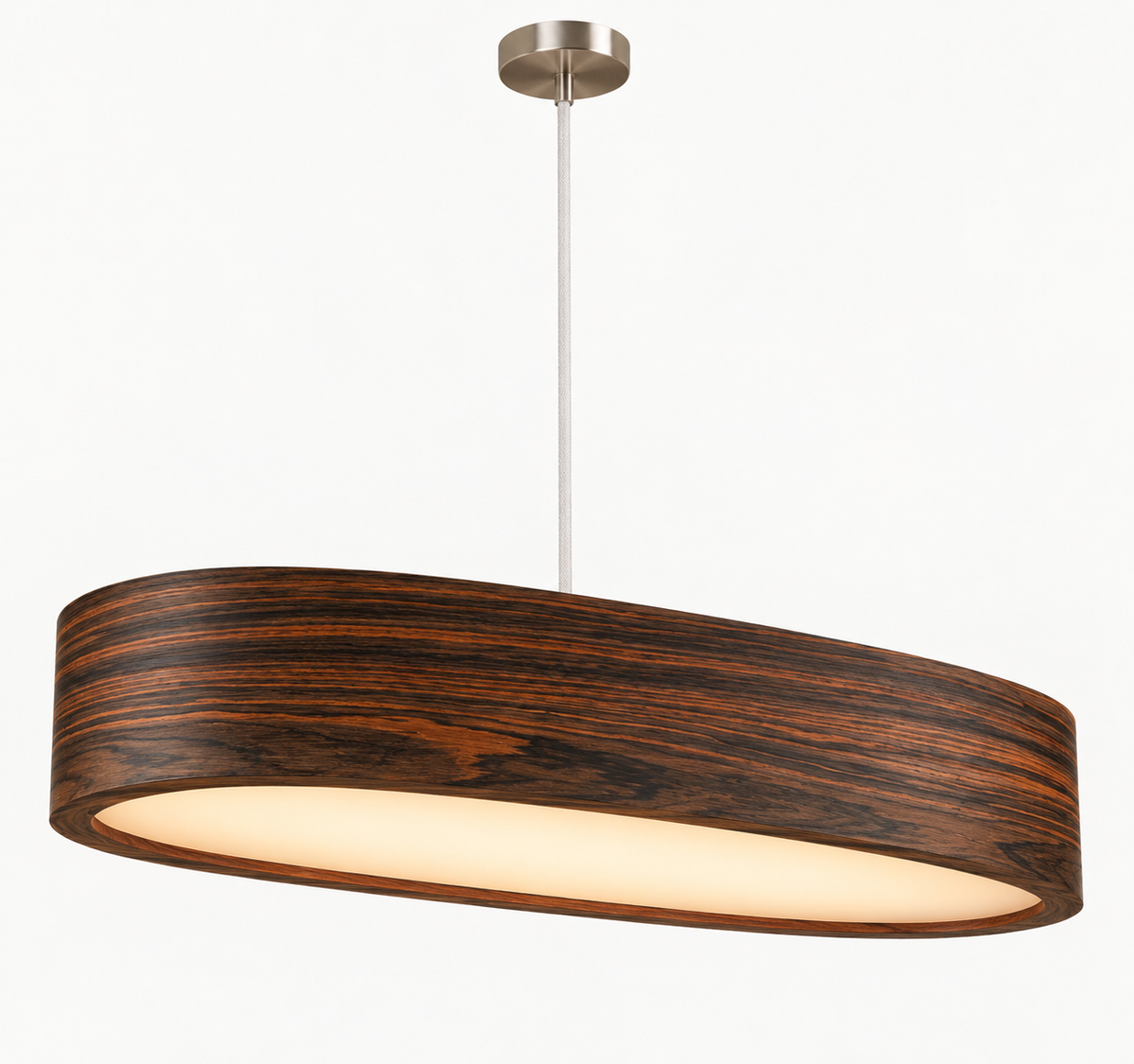 Owalna lampa wisząca z naturalnego forniru 90 cm