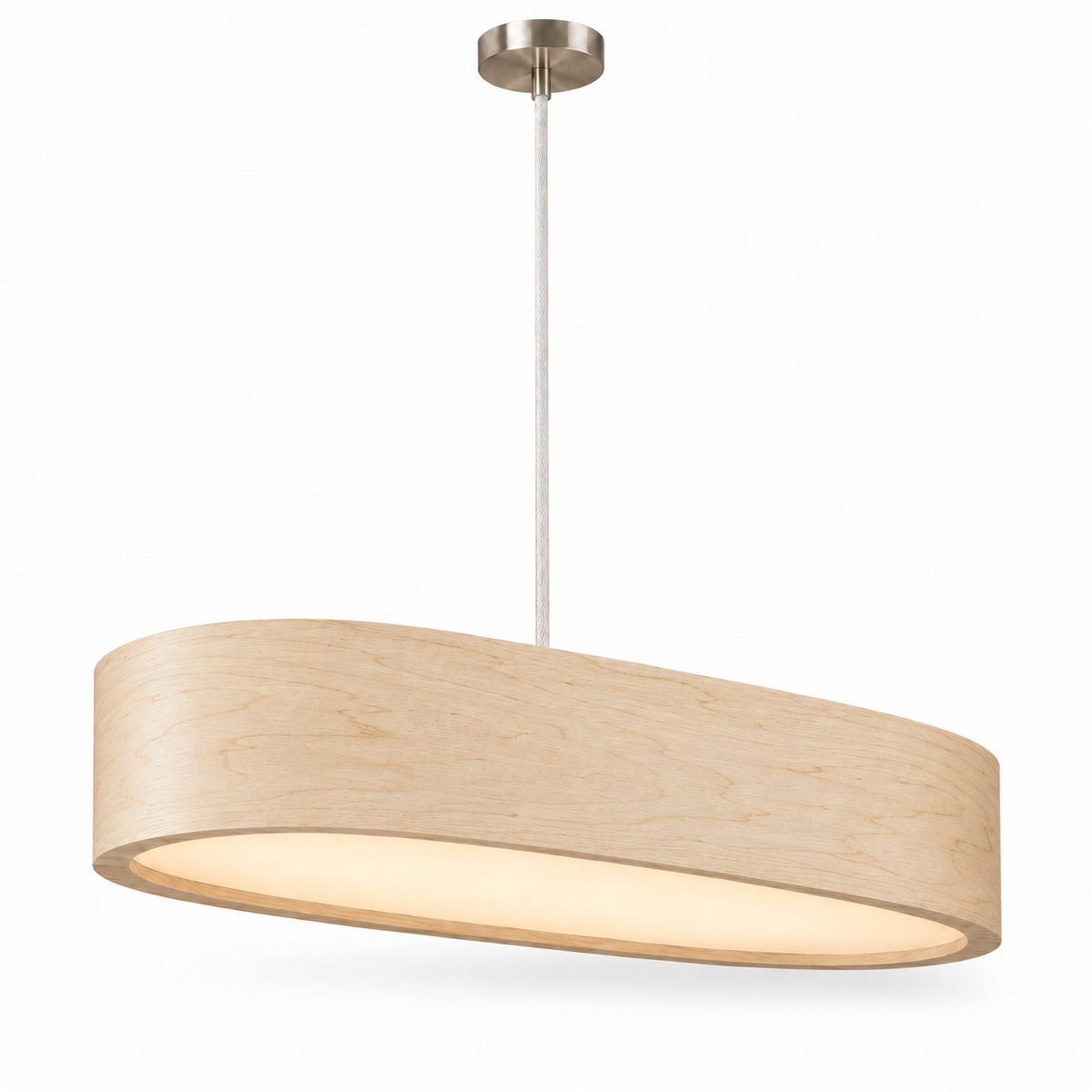 Owalna lampa wisząca z naturalnego forniru 90 cm