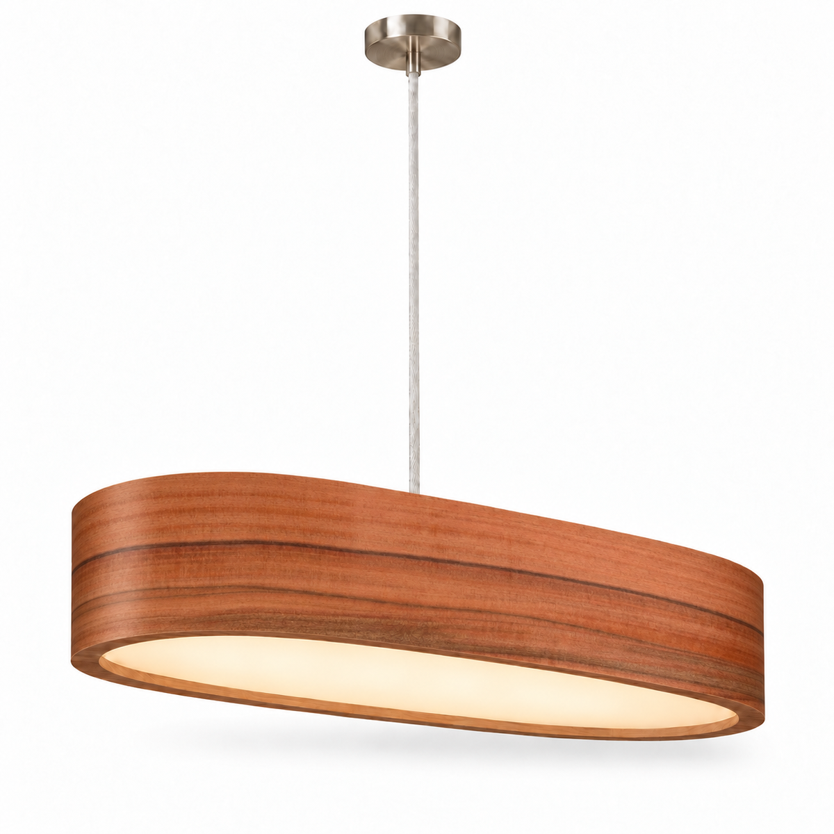 Owalna lampa wisząca z naturalnego forniru 90 cm