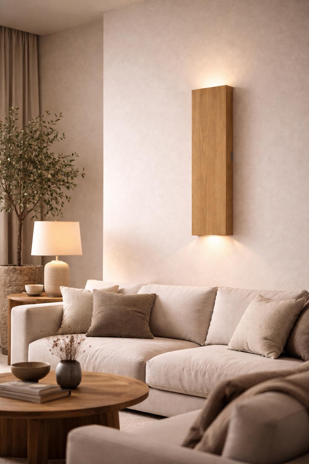 Handgefertigte Holz-Wandleuchte mit Up- & Down-Licht, warmes 2700K Licht. Zeitloses Design aus natürlichem Holz.