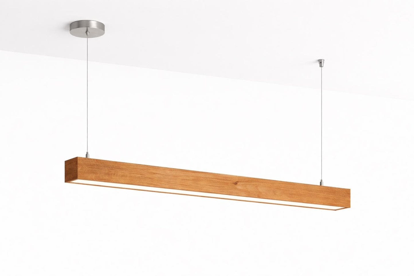 Handmade Cherry Wood Linear Pendant Light | Modern Kitchen Island Lighting Dimmable