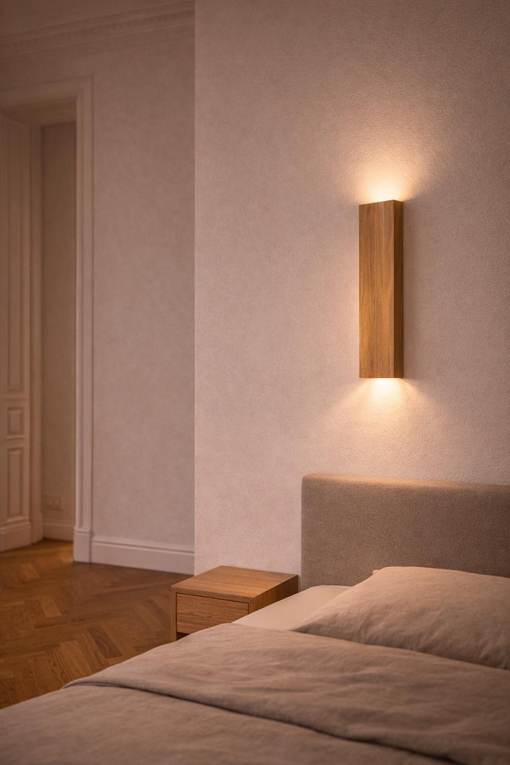 Wandleuchte Holz Eiche | Handgefertigte Wandlampe mit Eichenfurnier | mit Stecker oder fest verdrahtet | Modern