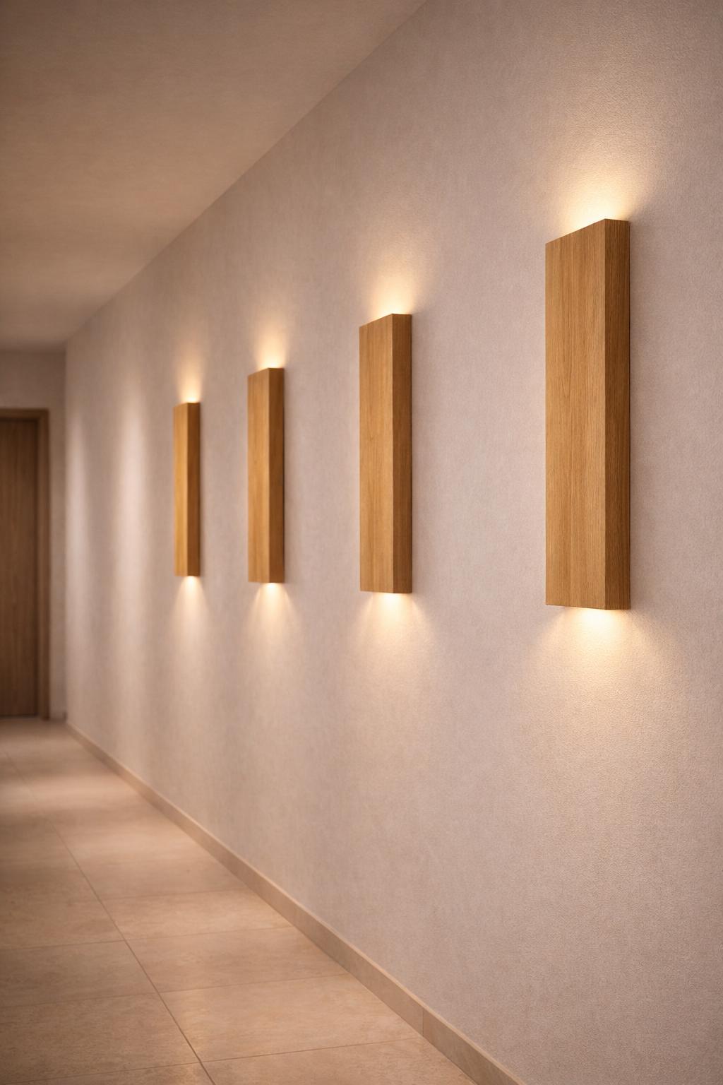 Handgefertigte Holz-Wandleuchte mit Up- & Down-Licht, warmes 2700K Licht. Zeitloses Design aus natürlichem Holz.