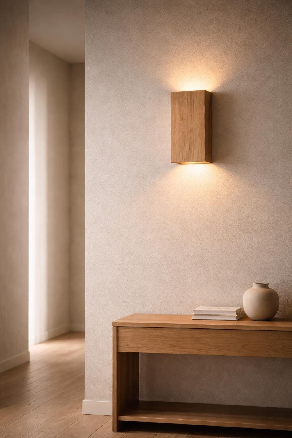 Wood Wall Sconce Oak | Modern Wooden Wall Lamp | Plug In or Hardwired Light | Scandinavian Japandi Lighting | Handmade